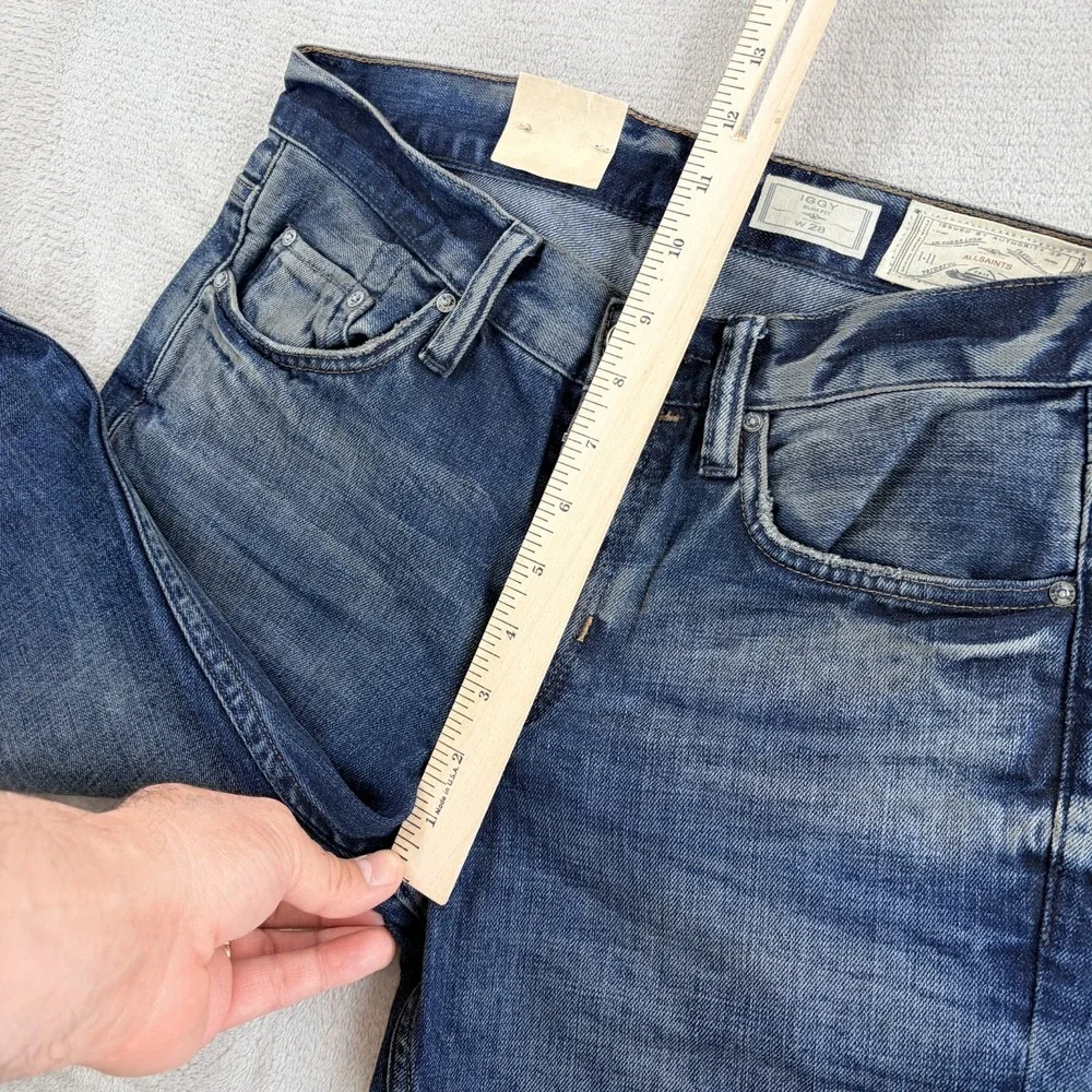 AllSaints Stanton Iggy‎ Slim Fit Jeans Blue Wash Men 28x28 Button Fly NWT $199